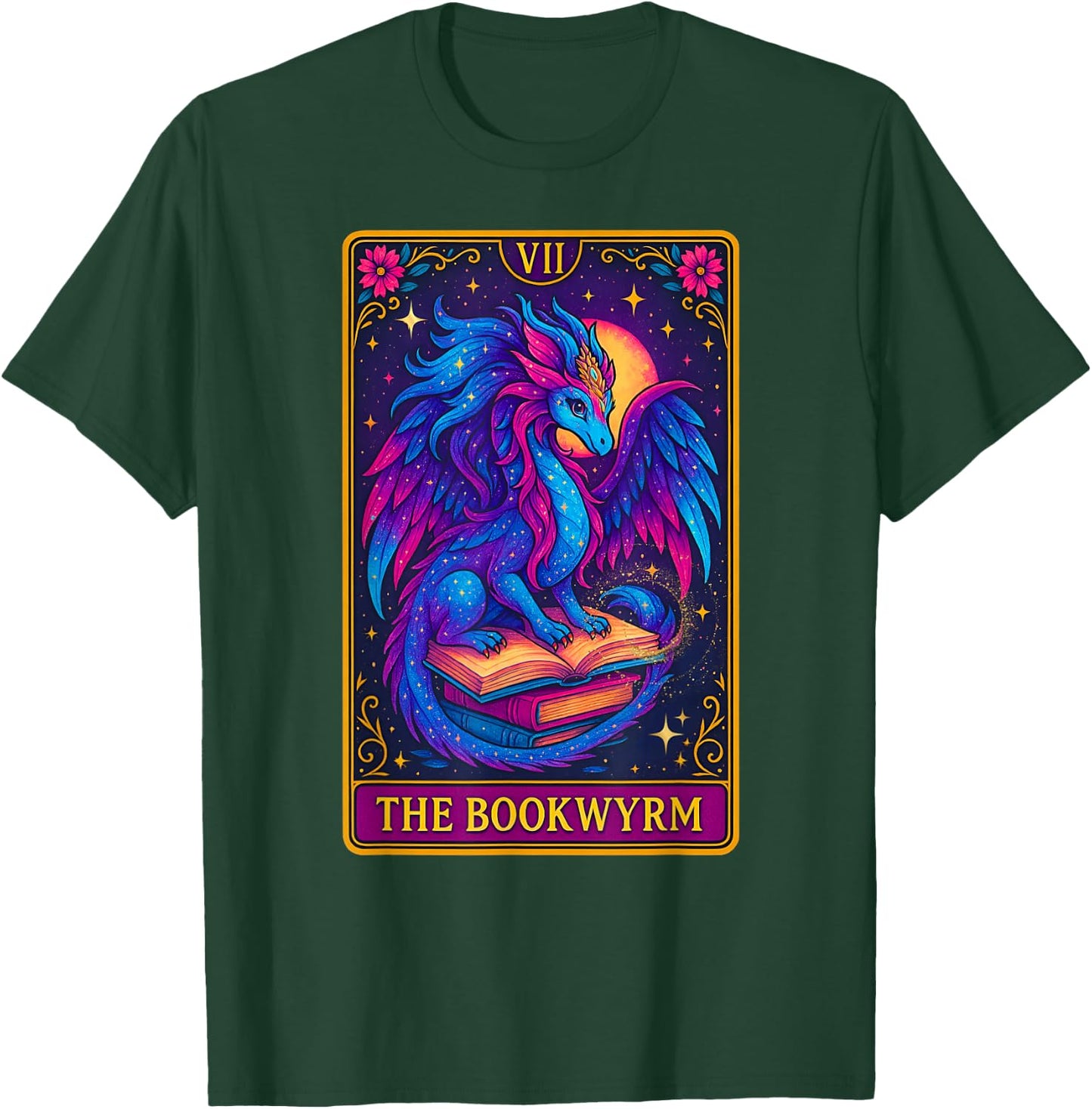 Dragon Tarot Card The Bookwyrm Book Lover Cute Pastel Dragon T-Shirt - T-Shirt | Forest
