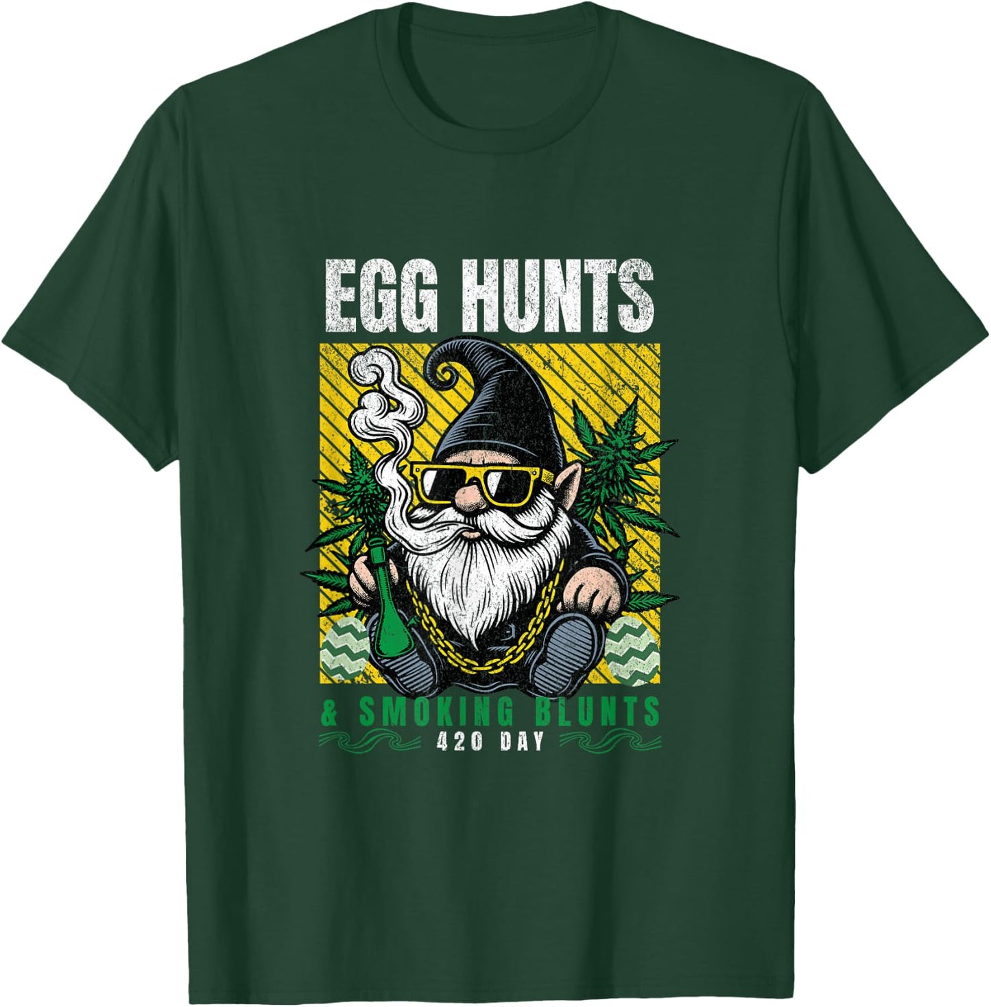 Stoned Easter Gnome With Joint 4/20 Marijuana Easter 420 Day T-Shirt - T-Shirt | Forest