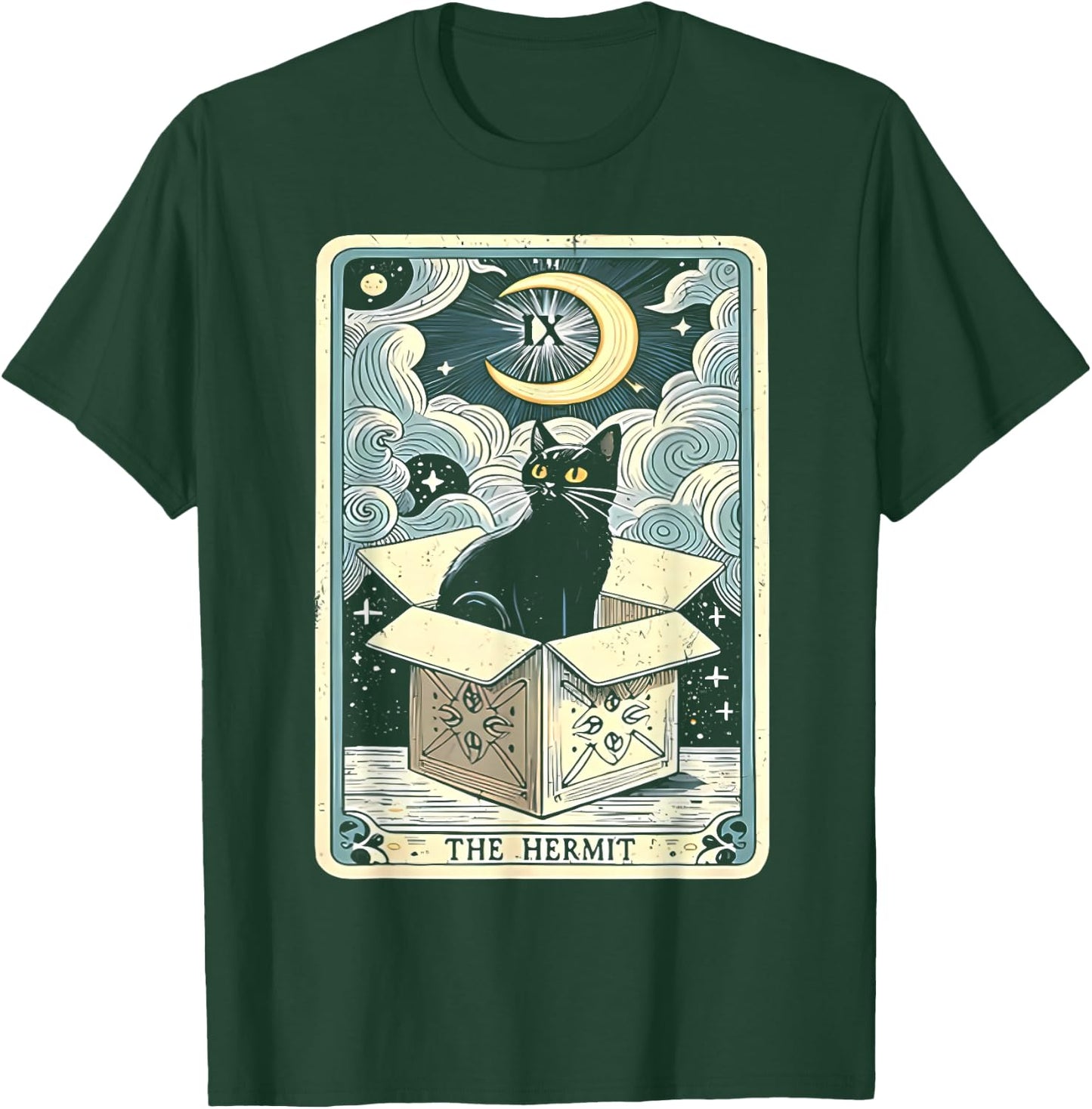 Black Cat The Hermit Tarot Card Women T-Shirt - T-Shirt | Forest