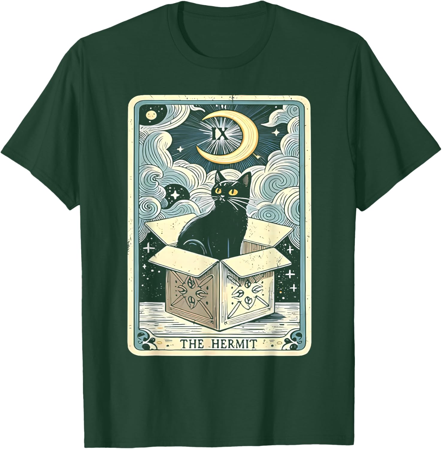 Black Cat The Hermit Tarot Card Women T-Shirt - T-Shirt | Forest