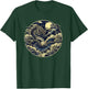Japanese Dragon Moon Waves Ukiyo-e Style Circular Graphic T-Shirt - T-Shirt | Forest