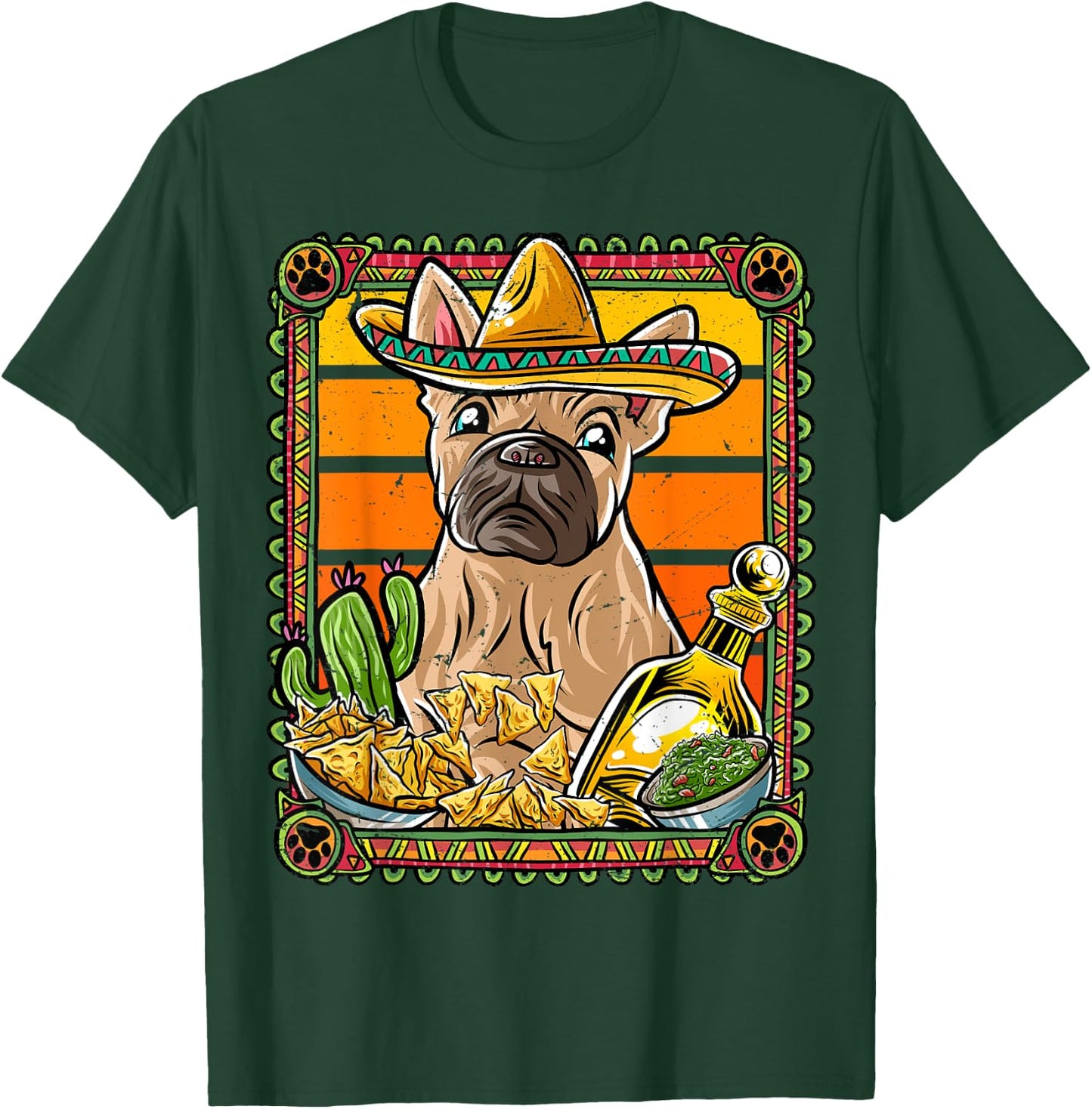 French Bulldog Cinco De Mayo Mexican Sombrero Frenchie Dog T-Shirt - T-Shirt | Forest