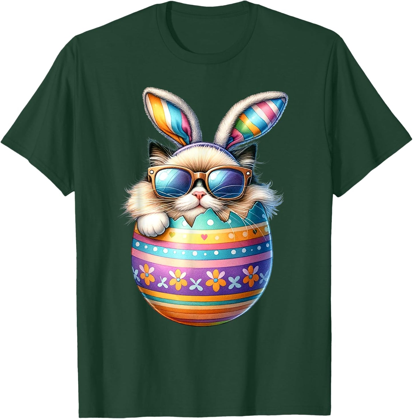 Ragdoll Cat Lover Easter Egg Happy Easter Bunny Ears T-Shirt - T-Shirt | Forest