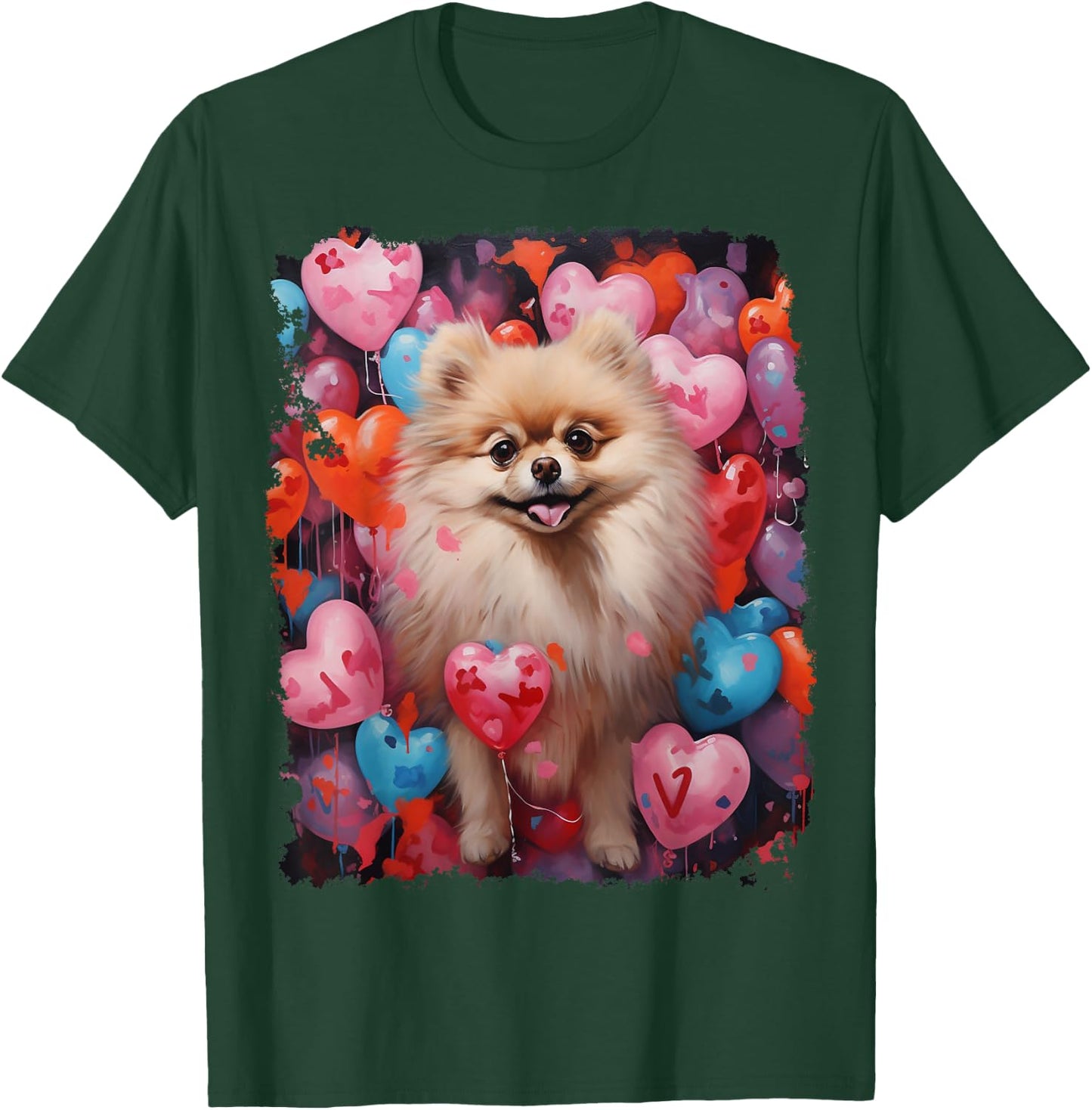 Dog Pomeranian Valentine's Day T-Shirt - T-Shirt | Forest