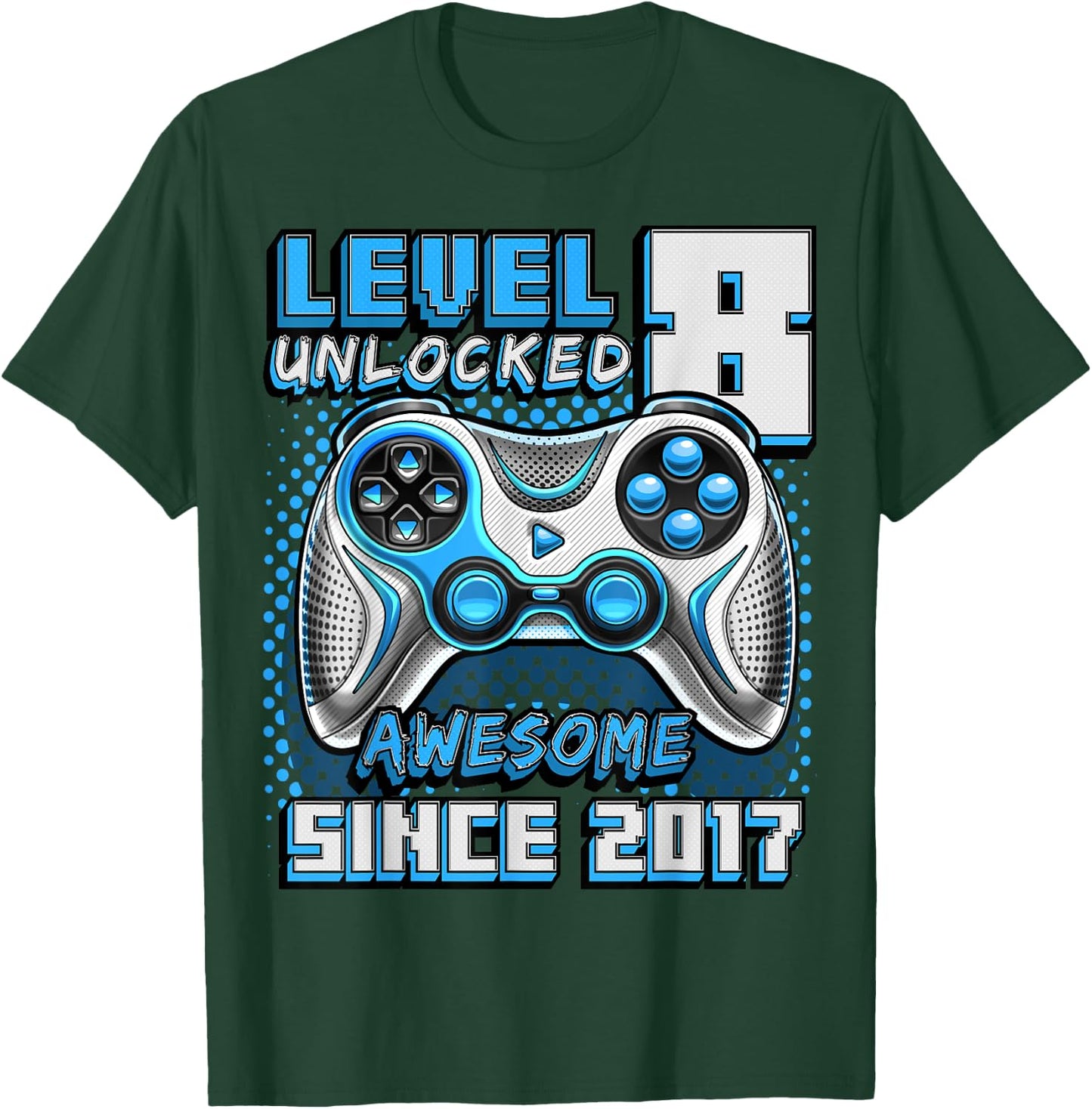 8th Birthday Boy Level 8 Gamer 8 Year Video Game Party T-Shirt - T-Shirt | Forest