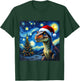 Christmas Dinosaur Santa Hat Van Gogh Starry Night Holiday T-Shirt - T-Shirt | Forest
