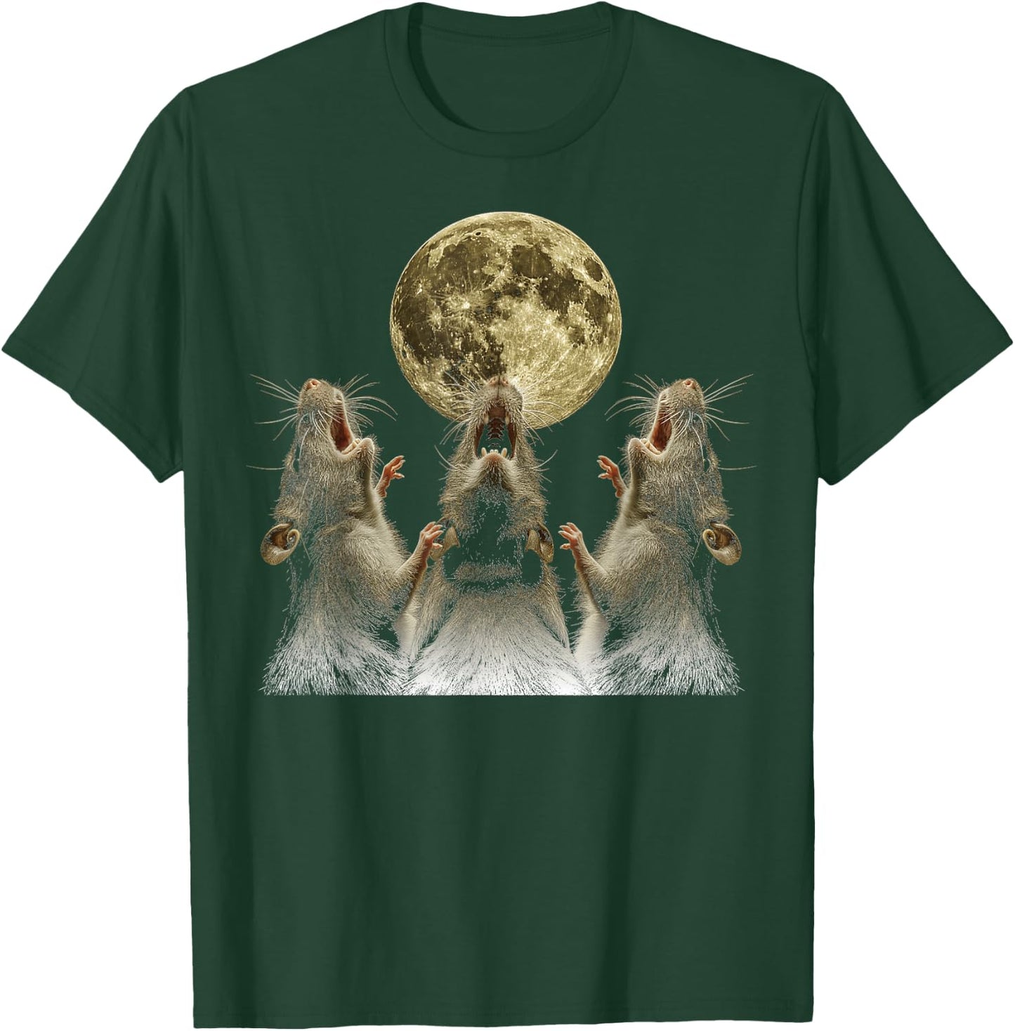Rat Mouse Howling Moon T-Shirt - T-Shirt | Forest