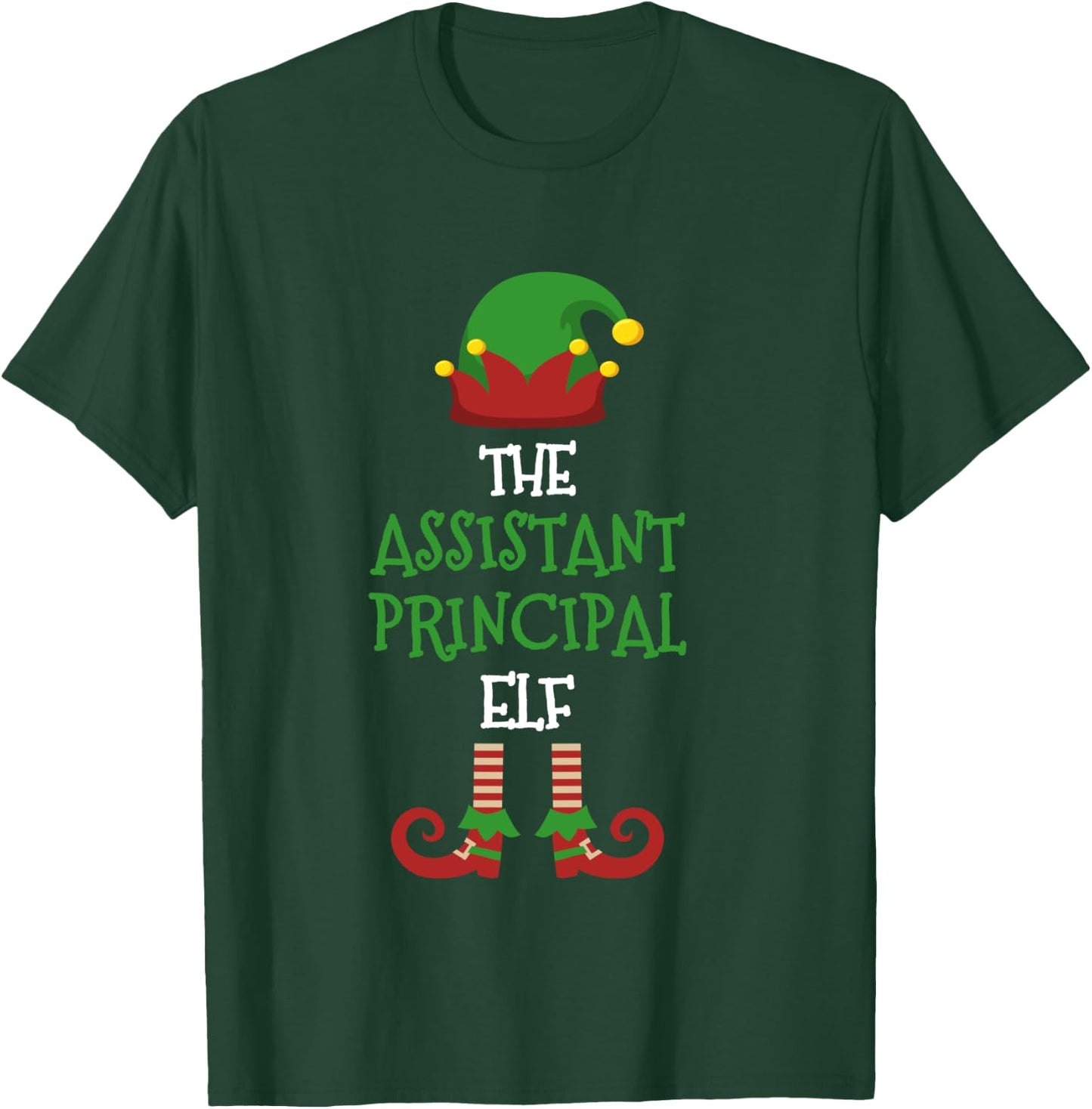 Assistant Principal Elf Matching Pajamas Christmas Teacher T-Shirt - T-Shirt | Forest