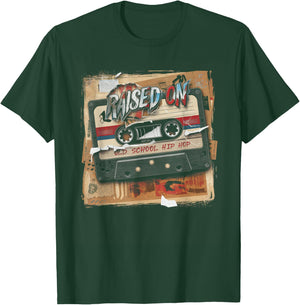 RAISED ON OLD SCHOOL HIP HOP Cassette Graffiti Rap T-Shirt - T-Shirt | Forest
