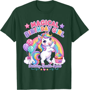 Rainbow Unicorn Birthday Girl Cupcake Party T-Shirt - T-Shirt | Forest
