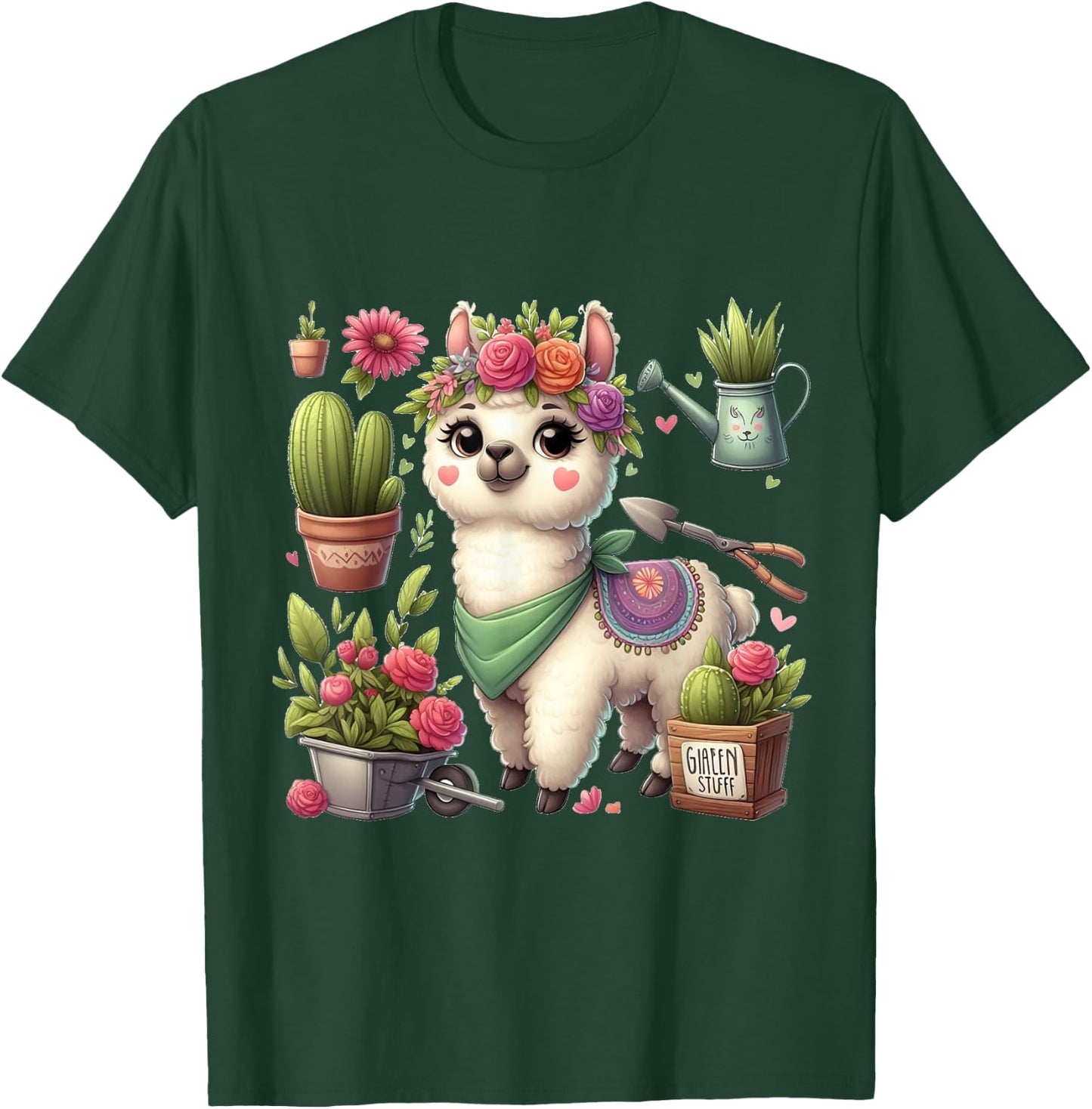 Lama Flowers Cactus Garden Plants Florist Gardener T-Shirt - T-Shirt | Forest