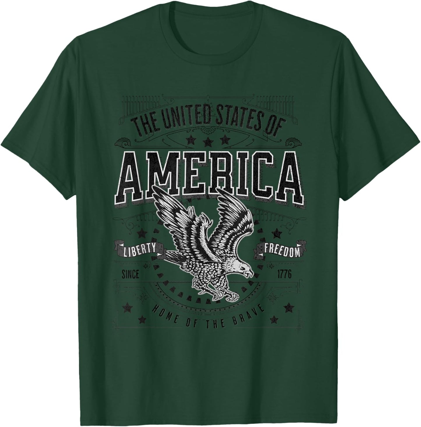 American Eagle - American Flag Patriot USA Men's , white, S T-Shirt - T-Shirt | Forest