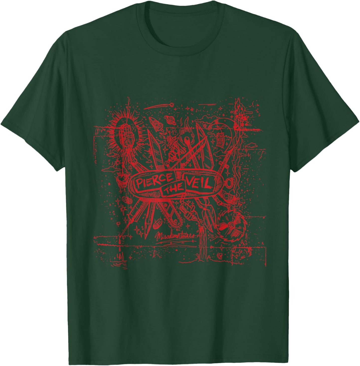 Pierce The Veil Misadventures Cover Red Print , black T-Shirt - T-Shirt | Forest