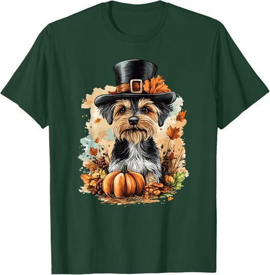 Yorkshire Terrier Dog Yorkie Autumn Fall Thanksgiving T-Shirt - T-Shirt | Forest