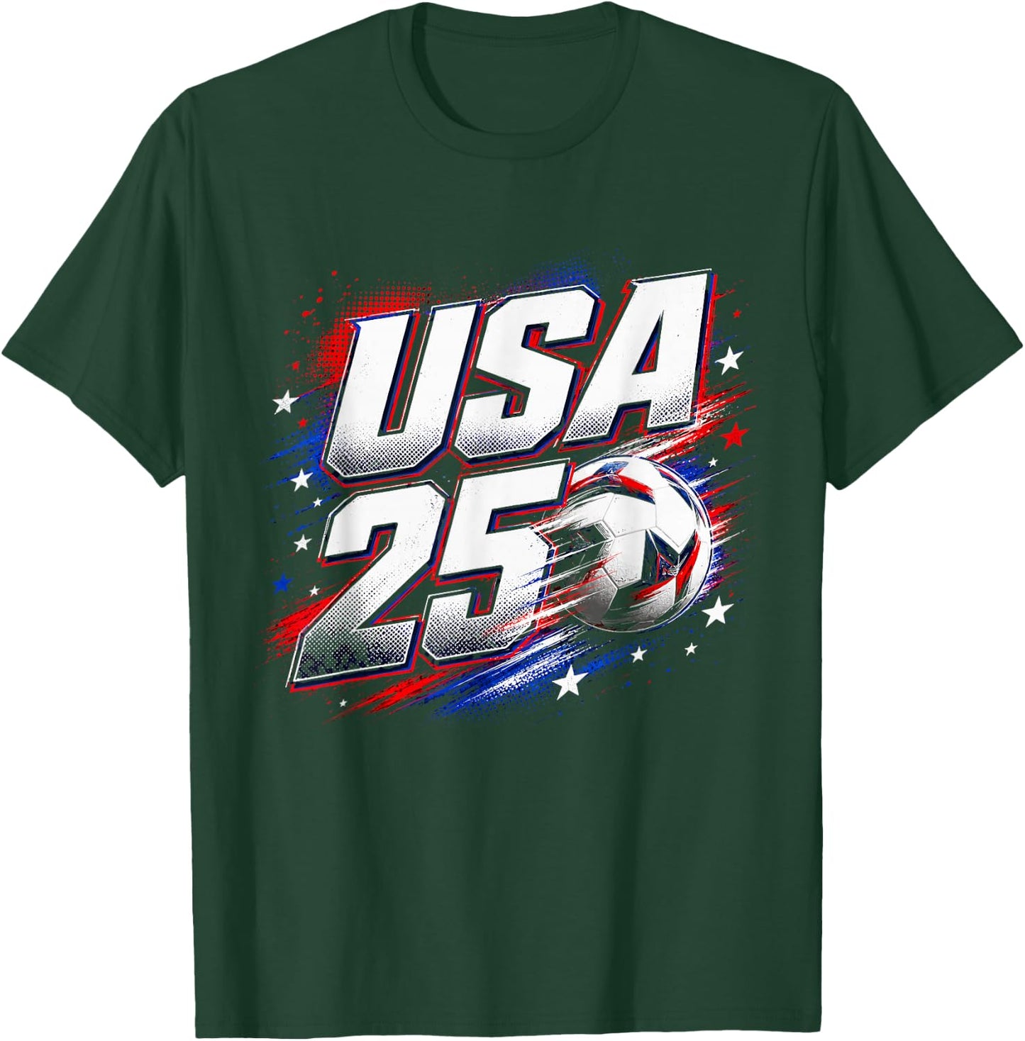 USA Red White Blue Athletic Sports 250 Years T-Shirt - T-Shirt | Forest