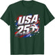 USA Red White Blue Athletic Sports 250 Years T-Shirt - T-Shirt | Forest