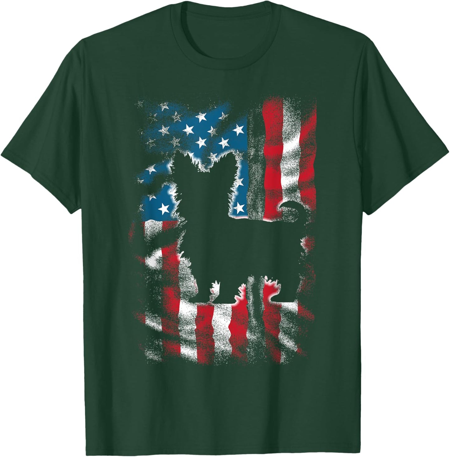 American Flag USA Patriot Yorkie Dad Mom Dog Lover Men Women Kids T-Shirt - T-Shirt | Forest