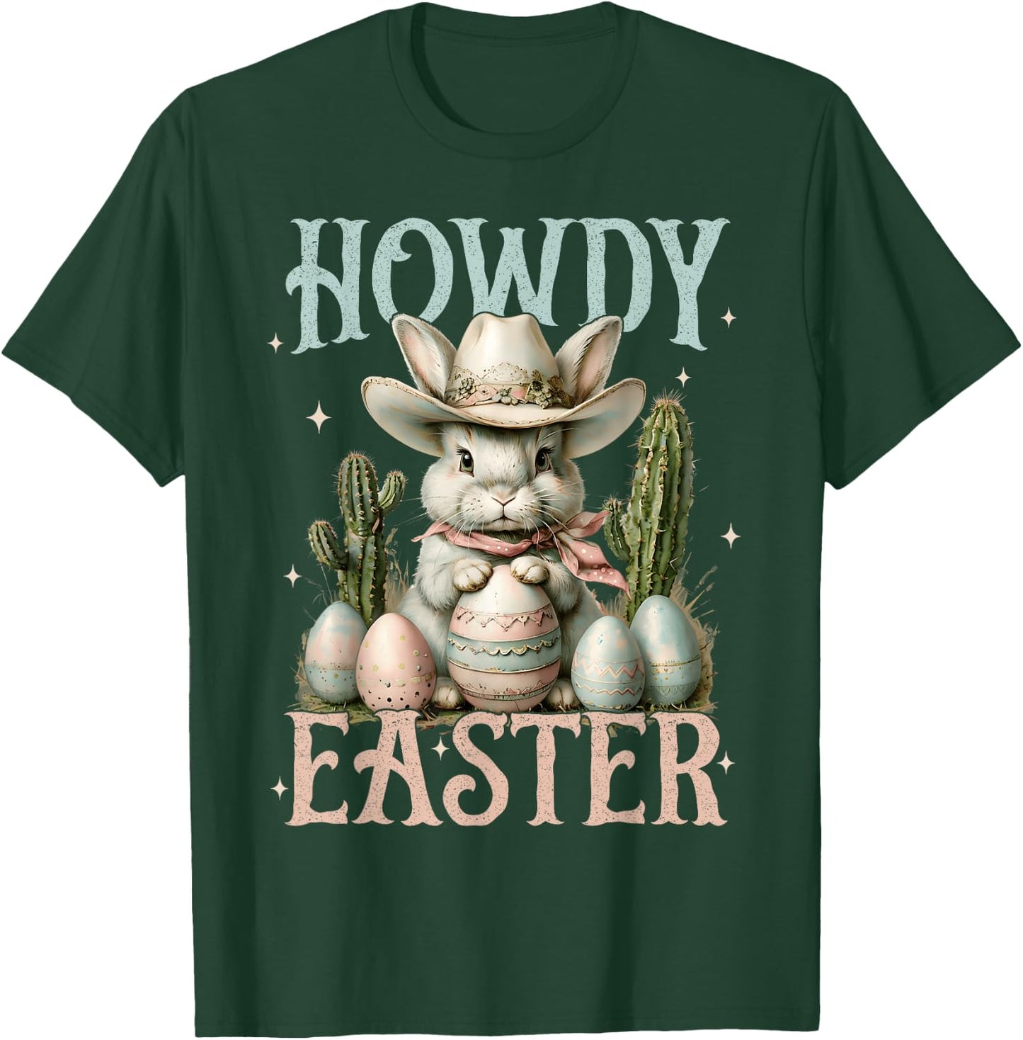 Happy Easter Howdy Easter Egg Bunny Rabbit Cowgirl Cowboy T-Shirt - T-Shirt | Forest