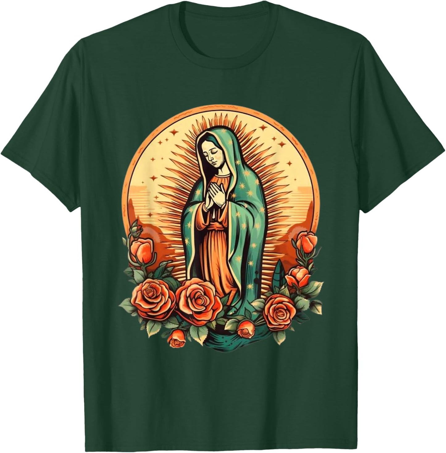 Our Lady of Guadalupe Sant Mary for Christians, Catholics , Black, S T-Shirt - T-Shirt | Forest