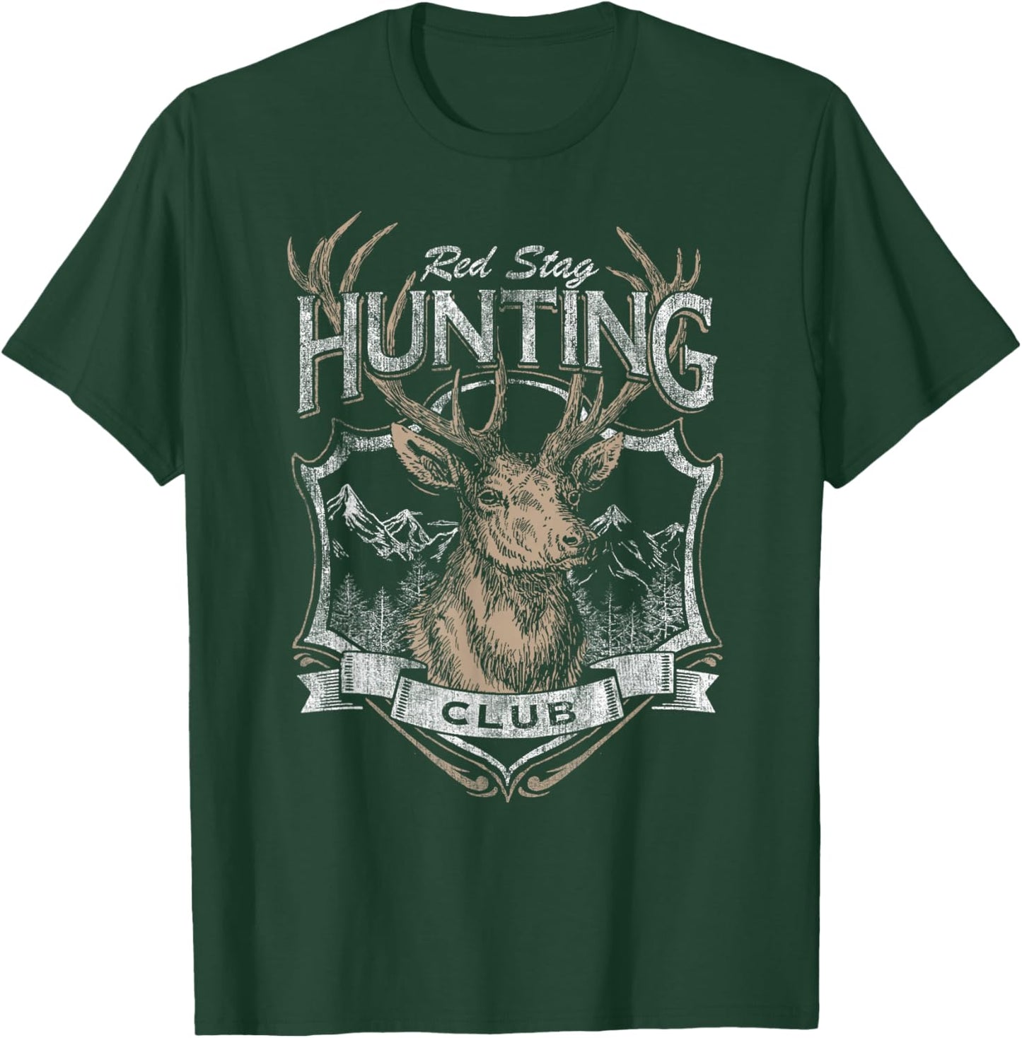 Red Stag Hunting Club Deer Outdoors Vintage T-Shirt - T-Shirt | Forest