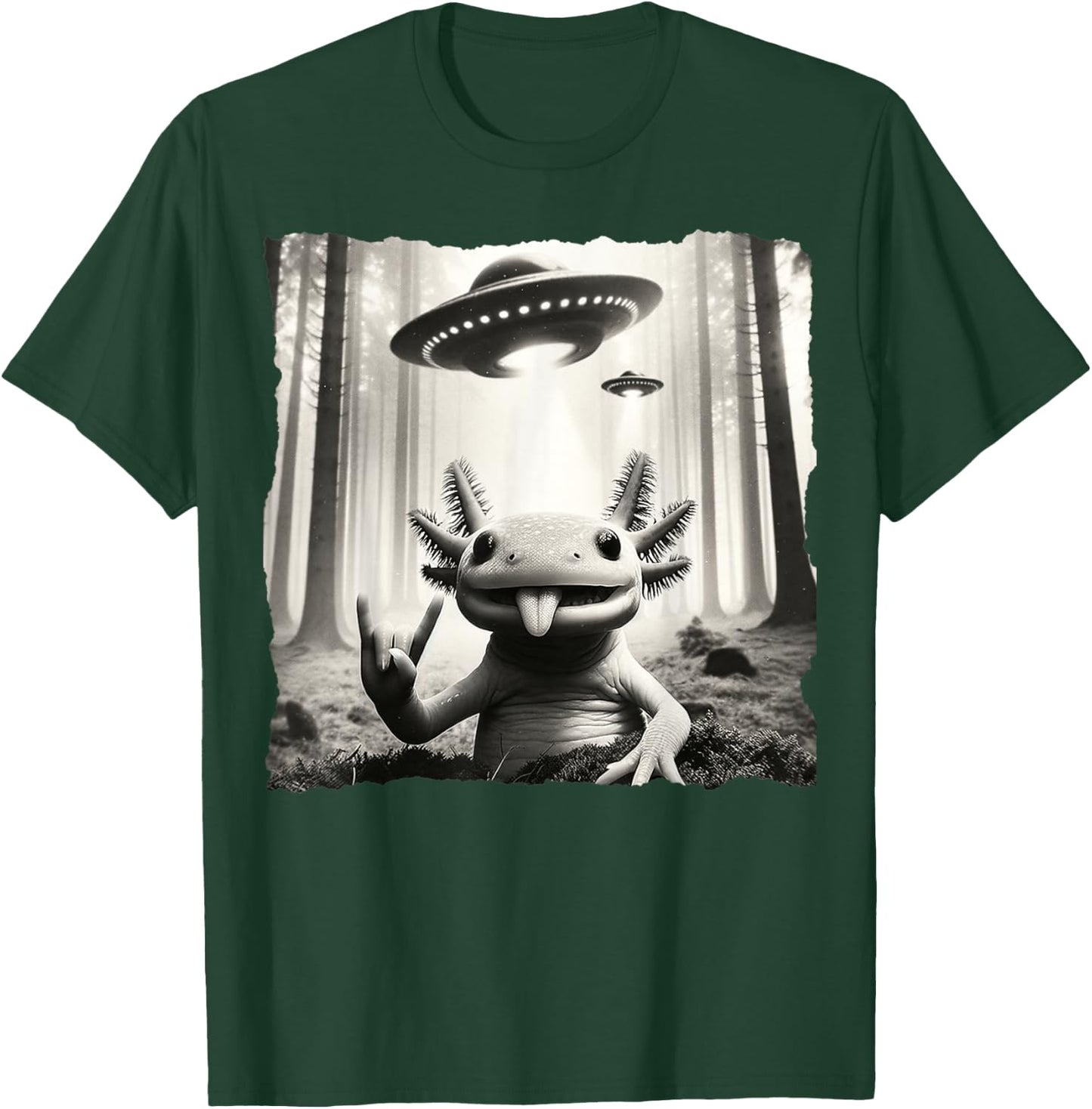 Funny Selfie Axolotl UFO. Axolotl And UFO Lover T-Shirt - T-Shirt | Forest