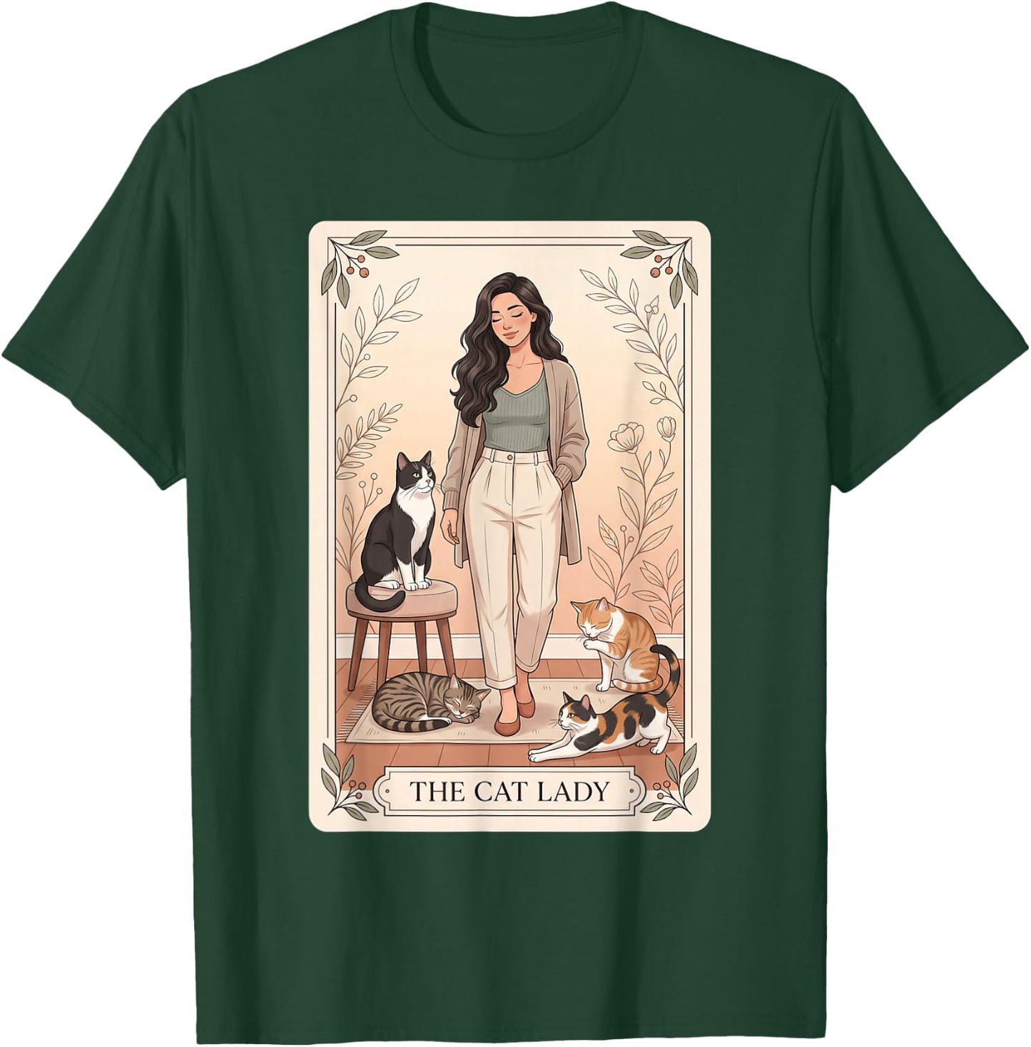 The Cat Lady – Witchy Gothic Tarot Cat Mom & Witch Cat T-Shirt - T-Shirt | Forest