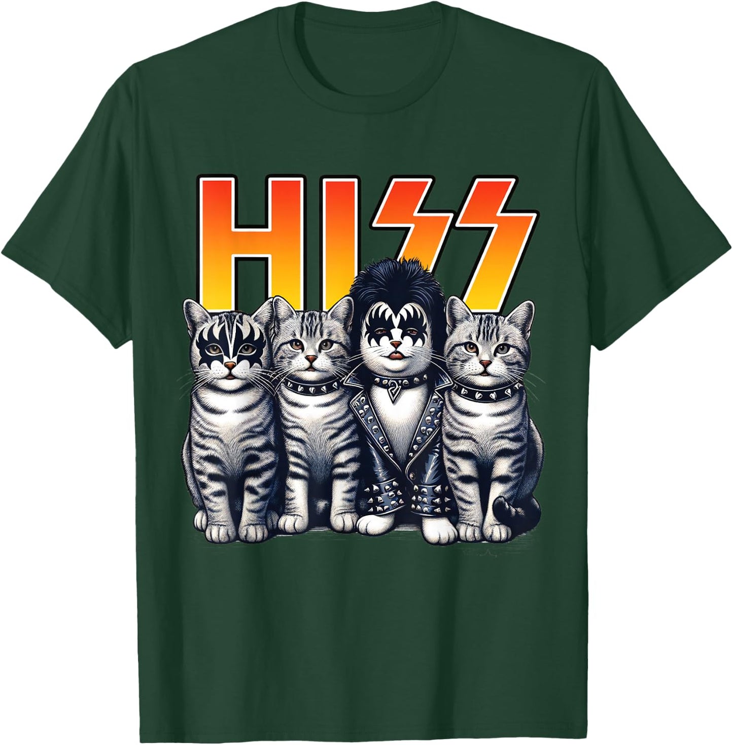 Cute Hiss Cats Rock Kittens Kitty Rocking Music Cat Lovers T-Shirt - T-Shirt | Forest