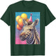 Zebra Synthwave Print Birthday Party Balloons & Party Hat T-Shirt - T-Shirt | Forest