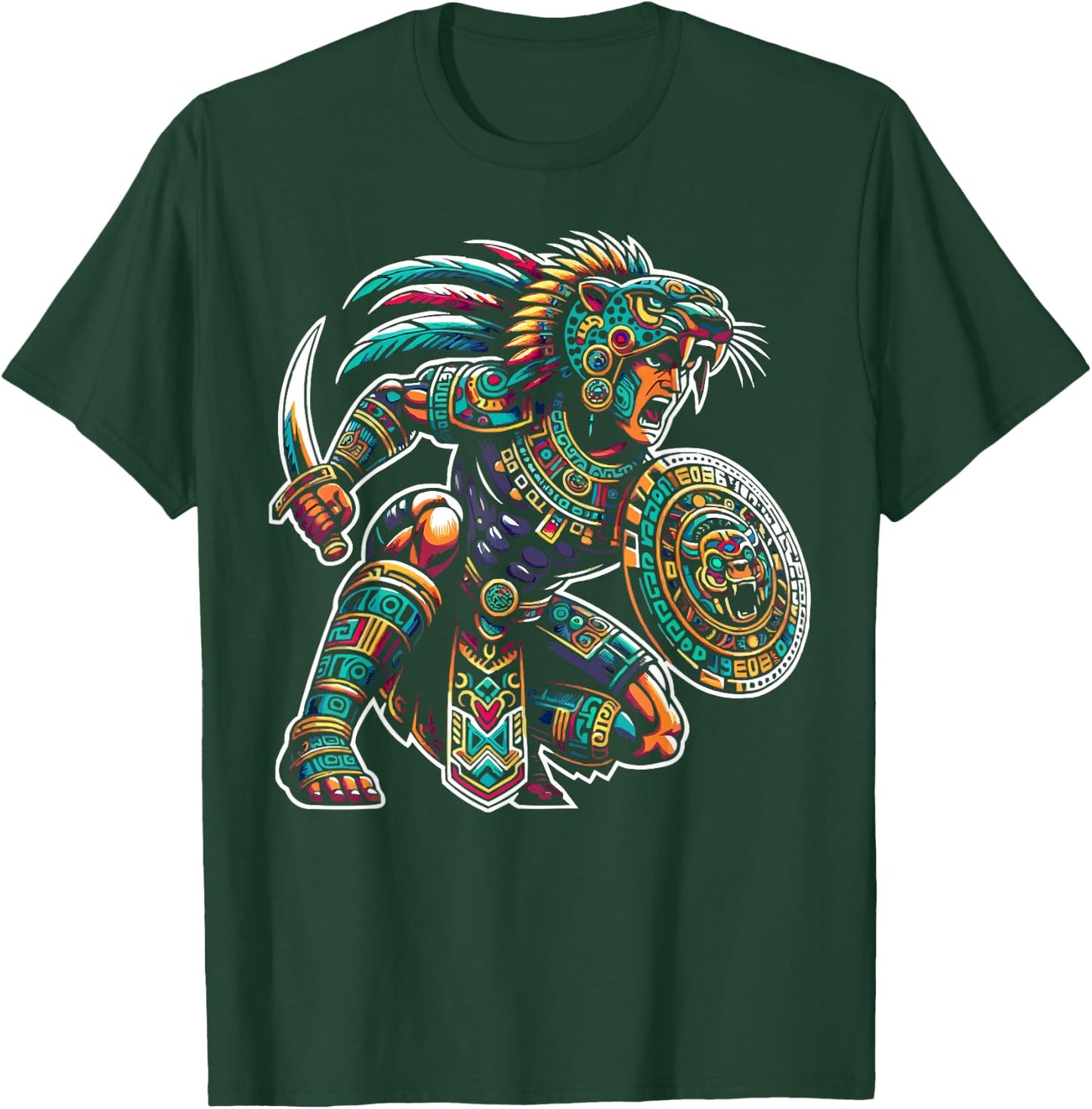 Aztec Jaguar Warrior Aztec Culture Mayan Indigenous T-Shirt - T-Shirt | Forest