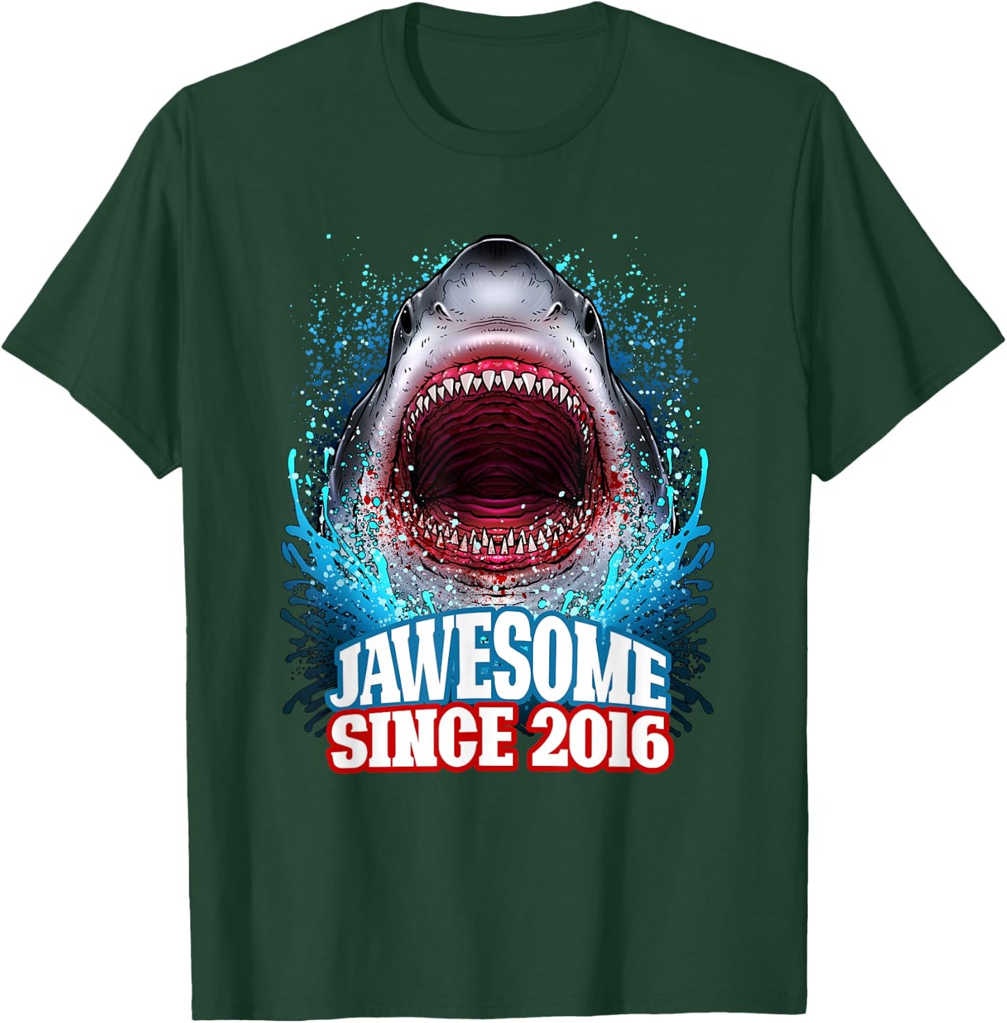 9th Birthday Jawesome Since 2016 Shark 9 Years Old T-Shirt - T-Shirt | Forest