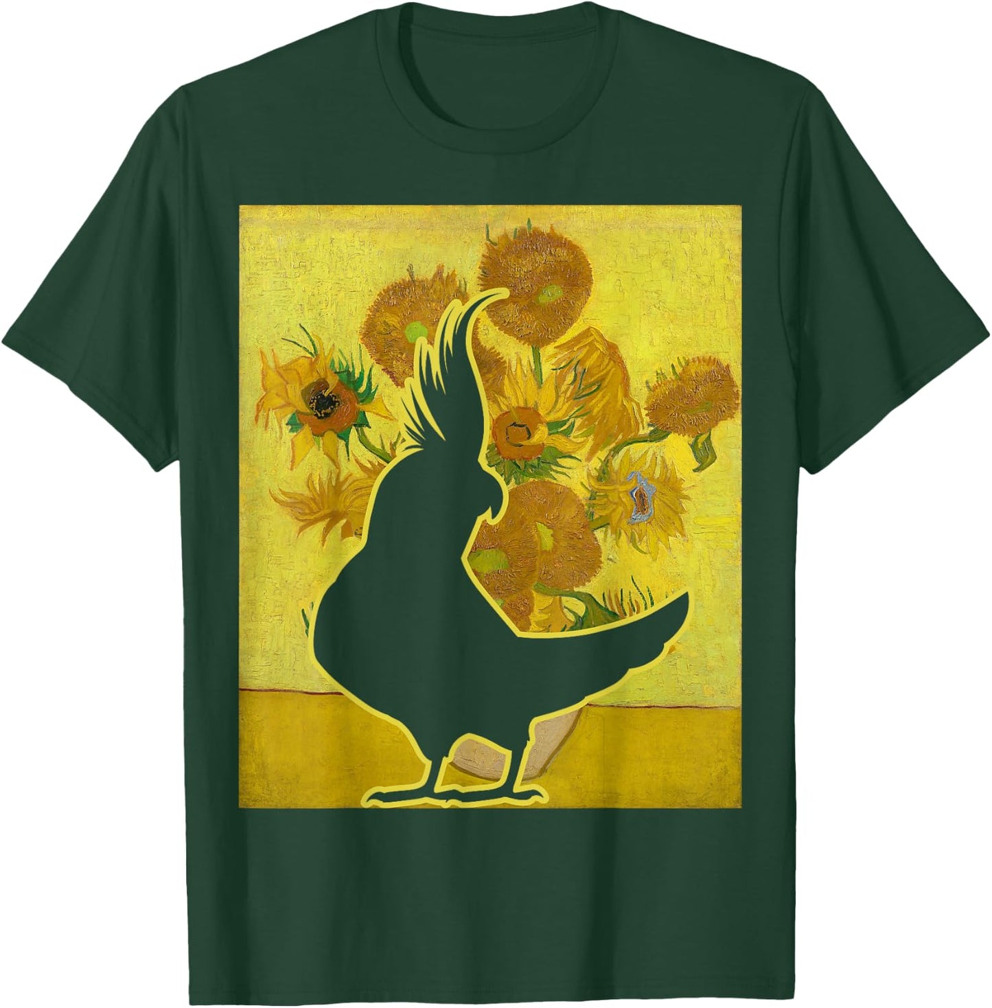 Cockatiel Sunflowers Van Gogh Cockatiel Parrot Birding T-Shirt - T-Shirt | Forest