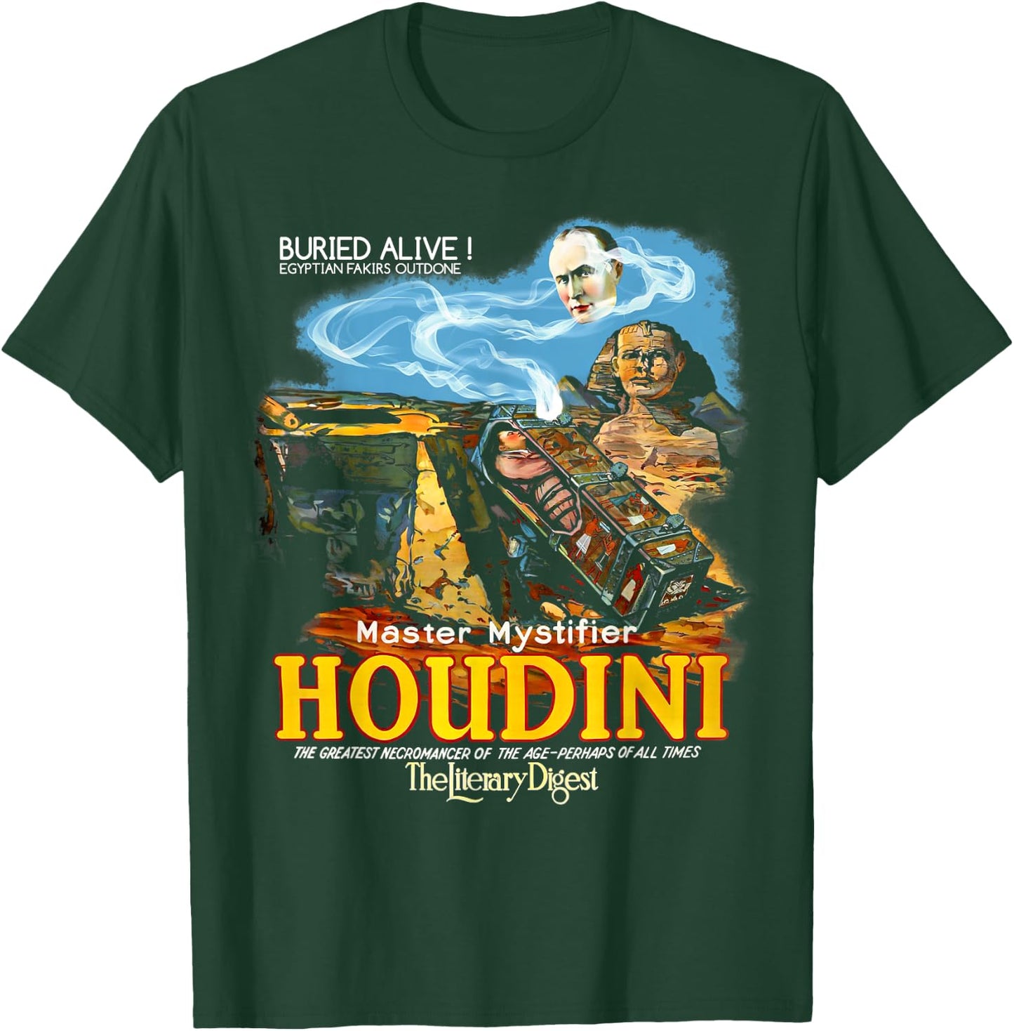 Vintage Magic Houdini Poster Stage Magician Gift T-Shirt - T-Shirt | Forest