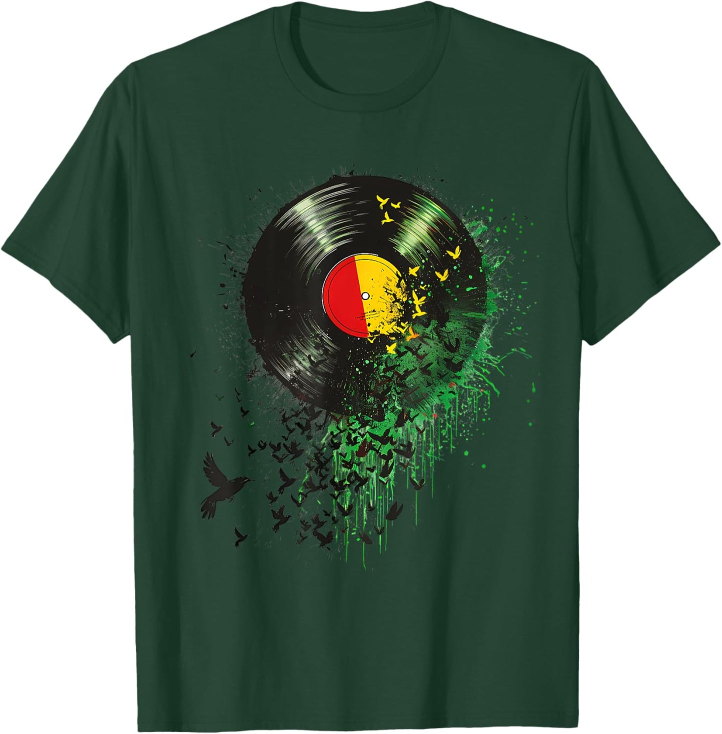 Rasta Reggae Music Vinyl Jamaican Pride Rastafarian T-Shirt - T-Shirt | Forest