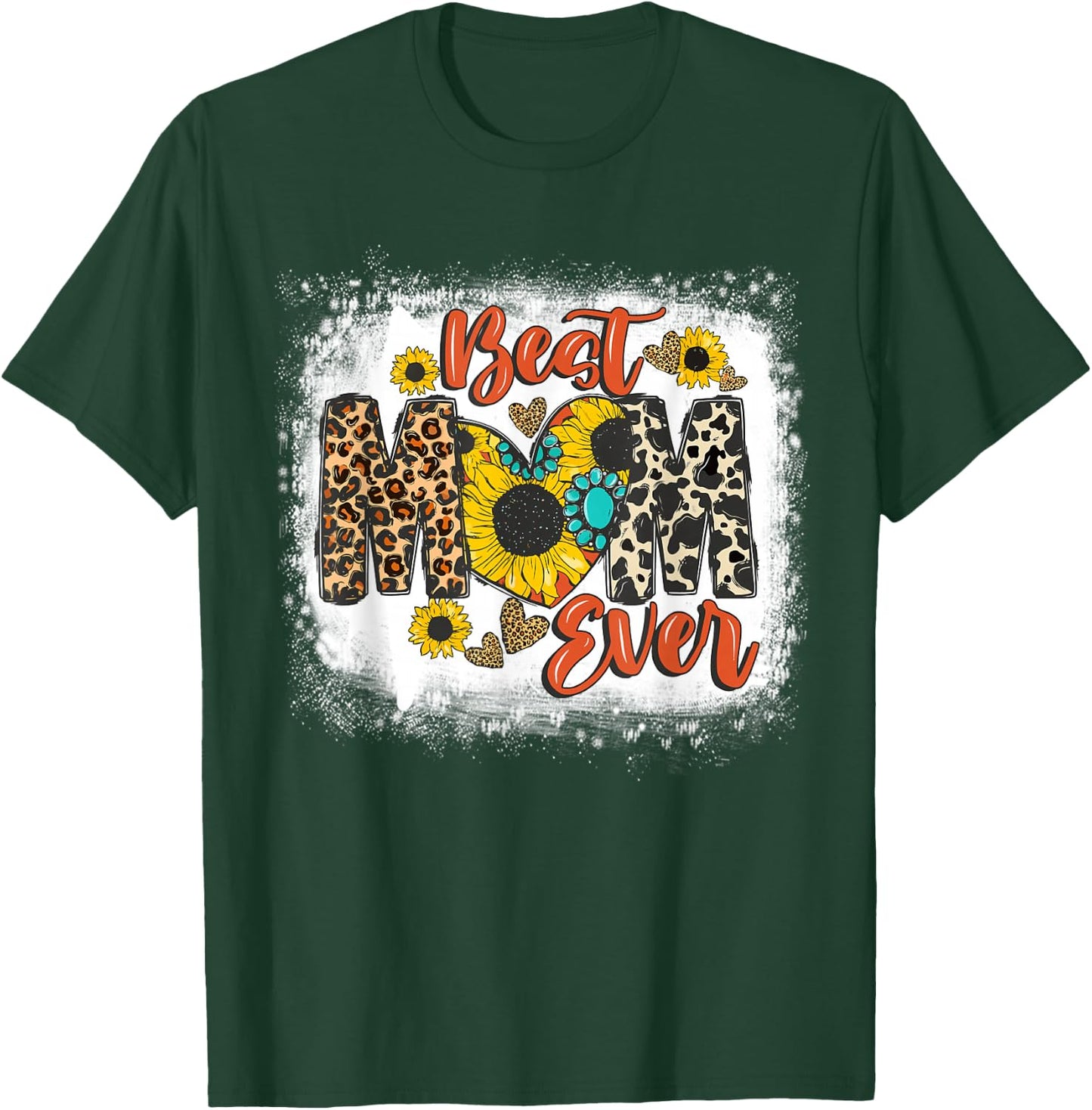 Best Mom Ever Sunflower Leopard Happy Mother's Day T-Shirt - T-Shirt | Forest