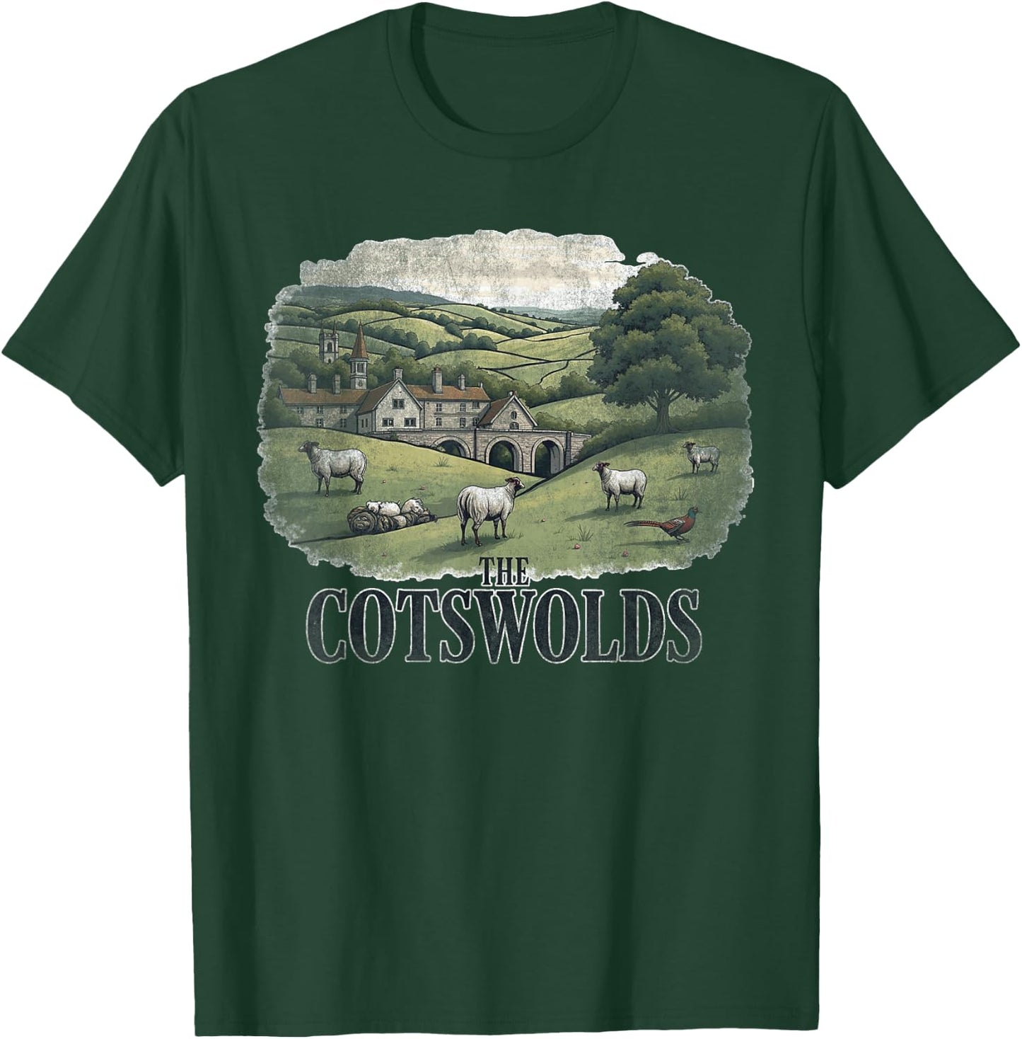 Retro The Cotswolds Landscape Vintage Souvenir T-Shirt - T-Shirt | Forest
