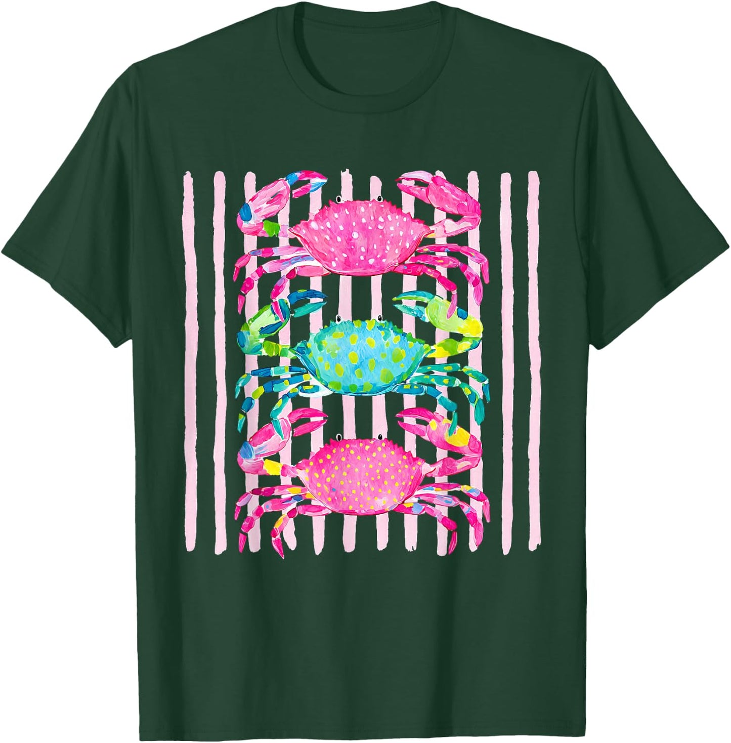 Funny Coastal Crab Beach Vibes Summer Vacation Girls Women T-Shirt - T-Shirt | Forest