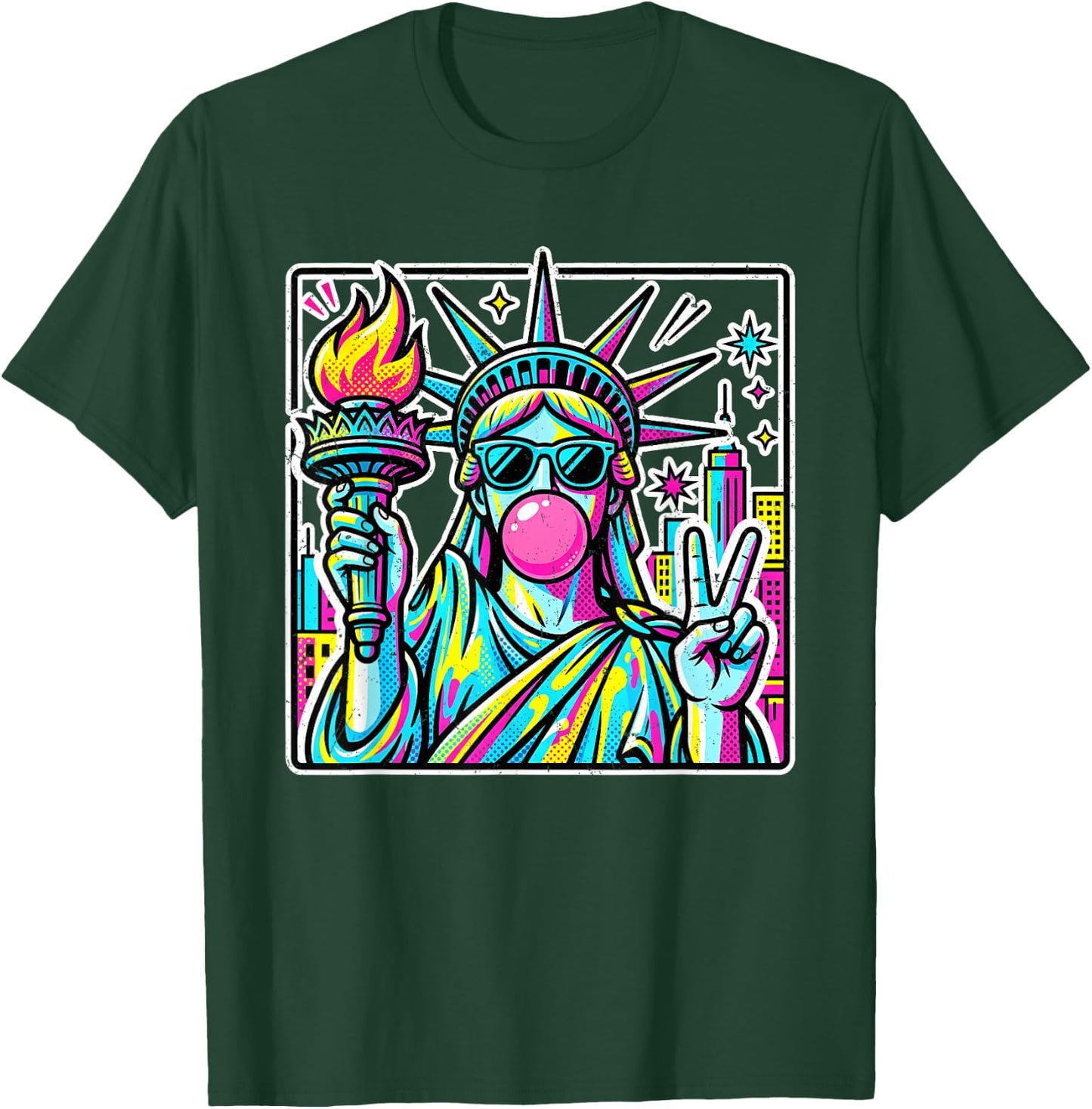 Retro Statue of Liberty Costume Kids Men Women Y2K Boys Girl T-Shirt - T-Shirt | Forest