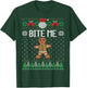 Funny Ugly Christmas Sweater Bite Me Gingerbread Man T-Shirt - T-Shirt | Forest