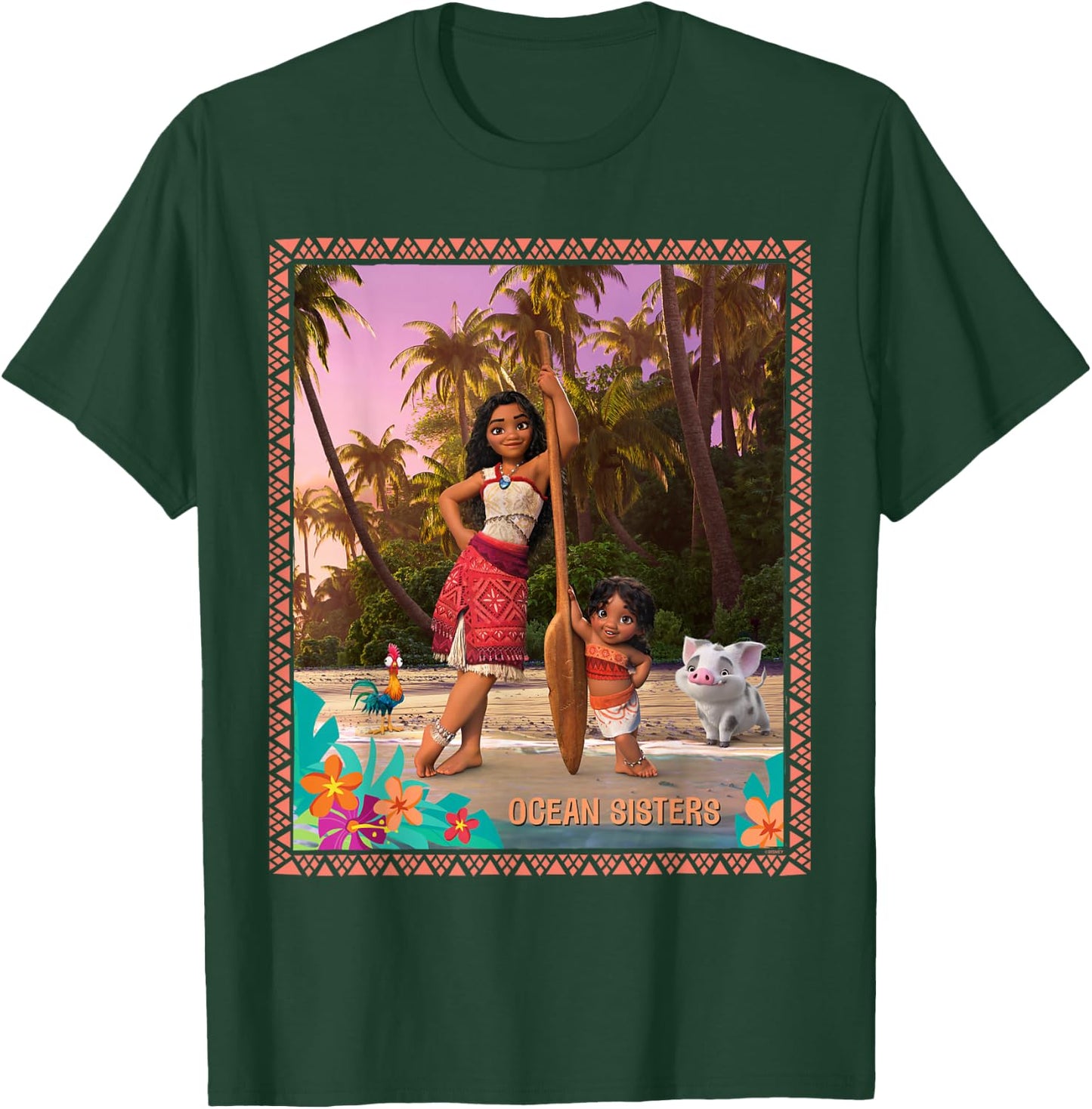 Disney Moana 2 Moana and Simea Pua Heihei Ocean Sisters , Black, S T-Shirt - T-Shirt | Forest