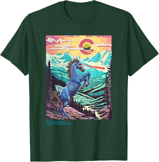 Colorado Blucifer Demon Horse T-Shirt - T-Shirt | Forest