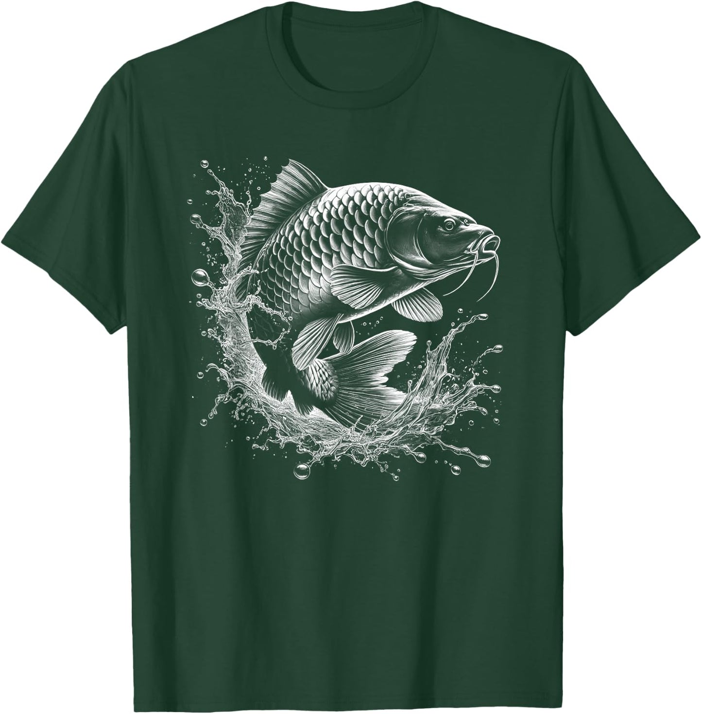 Carp Jumping Out of the Water Fish Design for Angler , black T-Shirt - T-Shirt | Forest