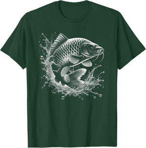 Carp Jumping Out of the Water Fish Design for Angler , black T-Shirt - T-Shirt | Forest