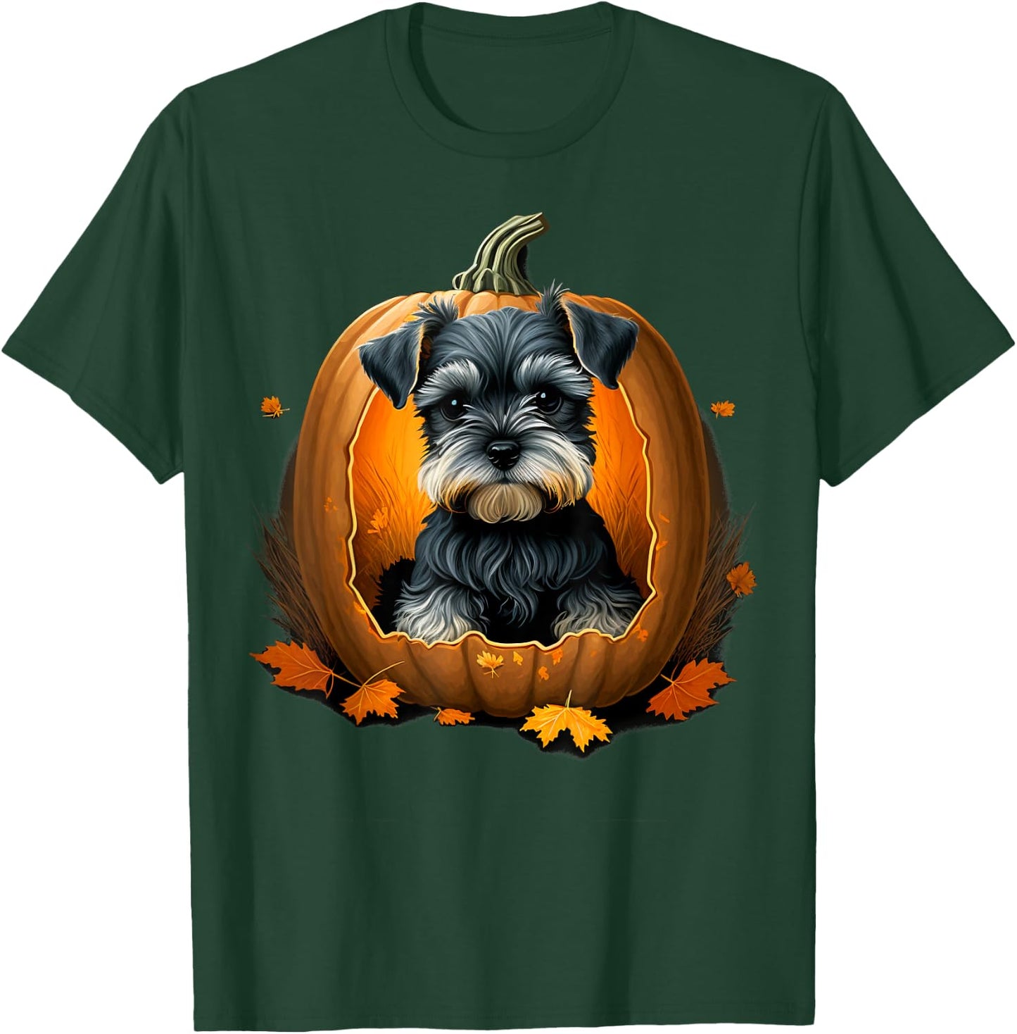 Dwarf Schnauzer costume on Miniature Schnauzer Halloween T-Shirt - T-Shirt | Forest