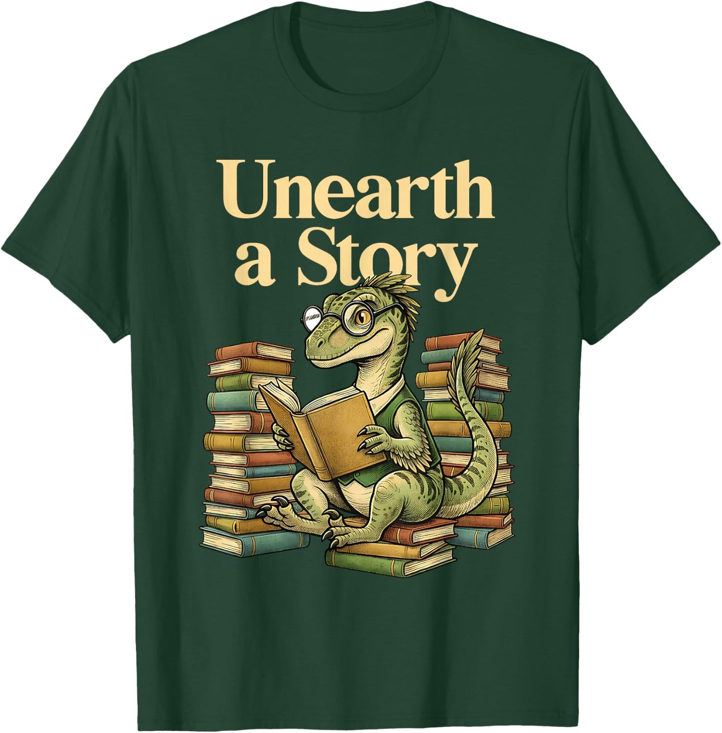 Unearth A Story Summer Reading 2026 Dinosaur Book Floral T-Shirt - T-Shirt | Forest