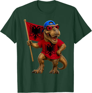 Albanian Flag Dinosaur Roots T-Rex Pride Albania T-Shirt - T-Shirt | Forest
