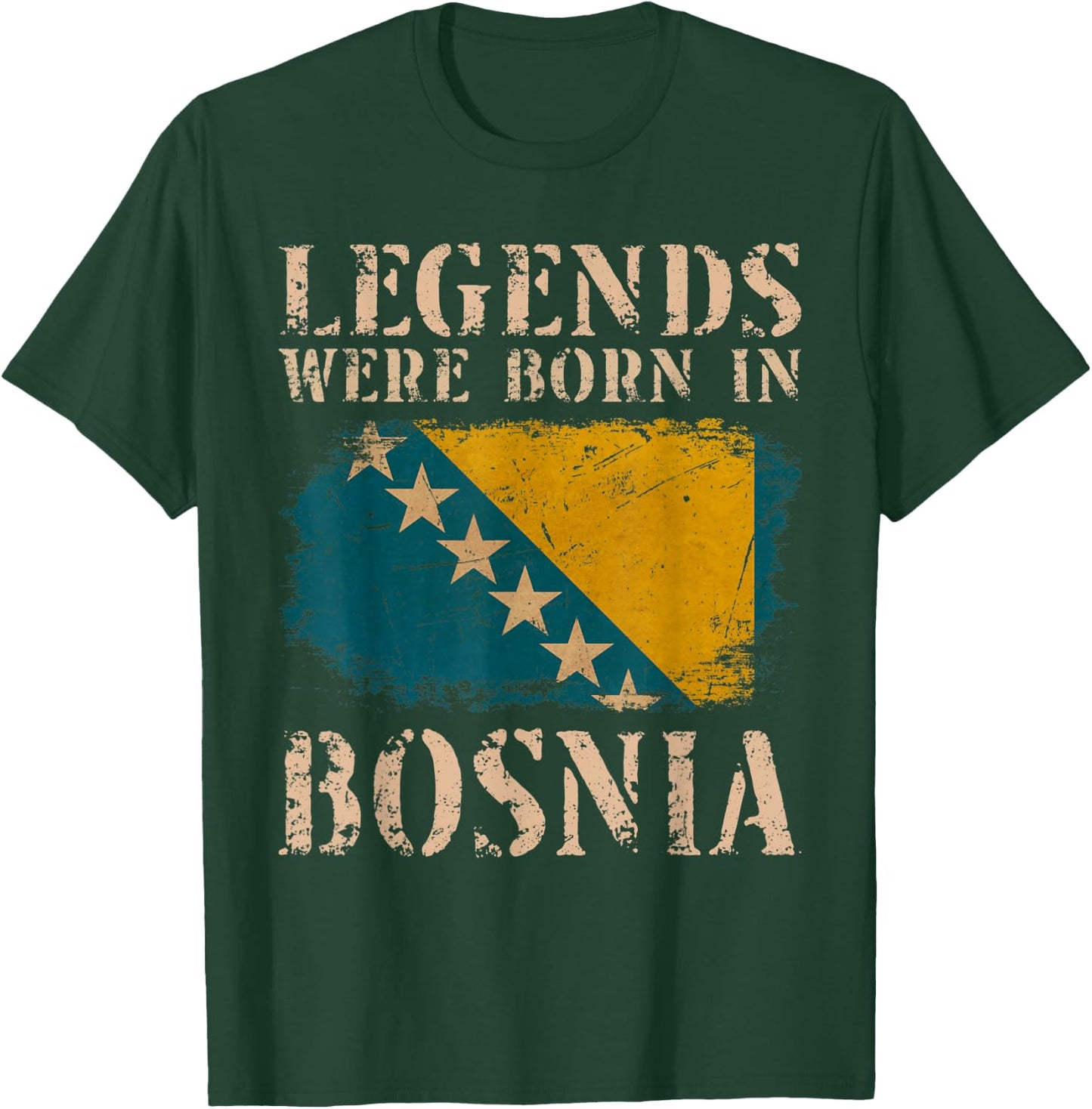 Vintage Design Bosnische Flagge Bosnien T-Shirt - T-Shirt | Forest