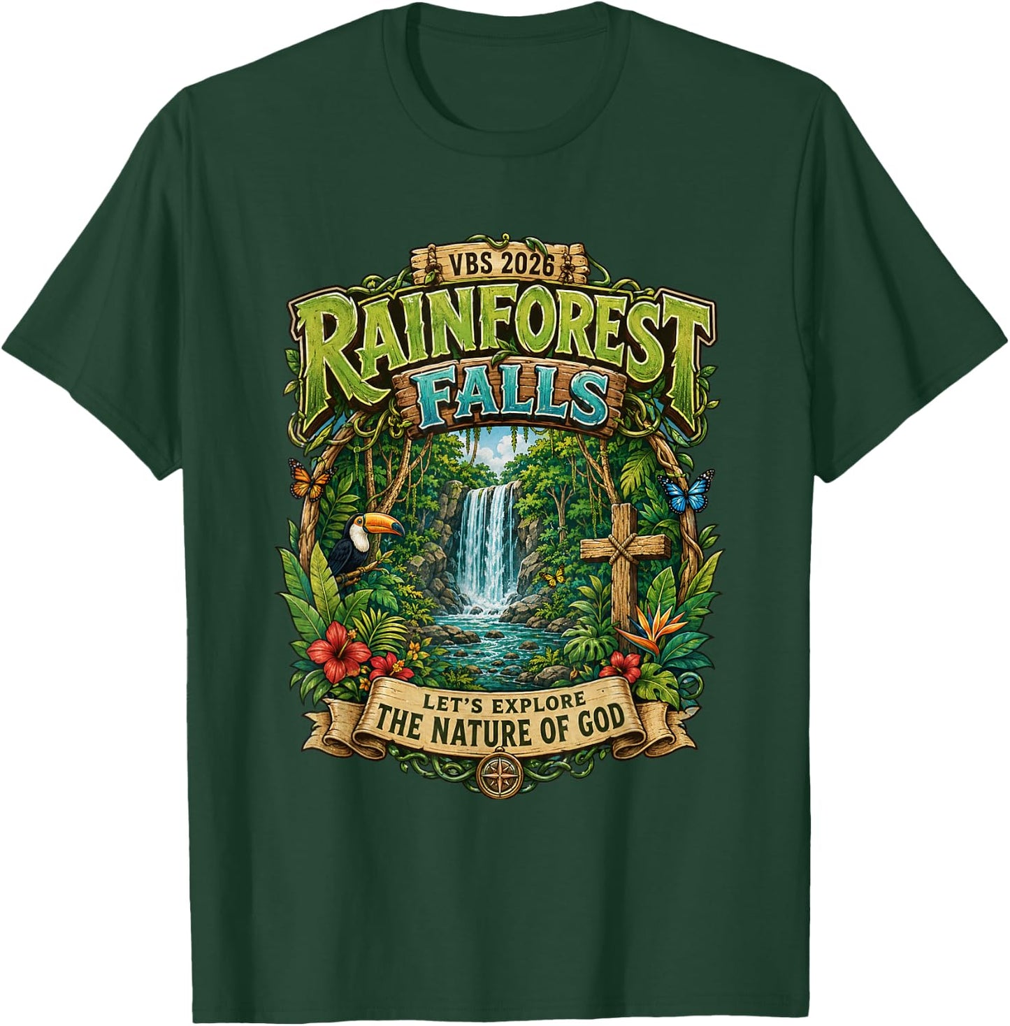 Rainforest.Falls VBS 2026.Jesus Faith Bible Verse Outfit T-Shirt - T-Shirt | Forest