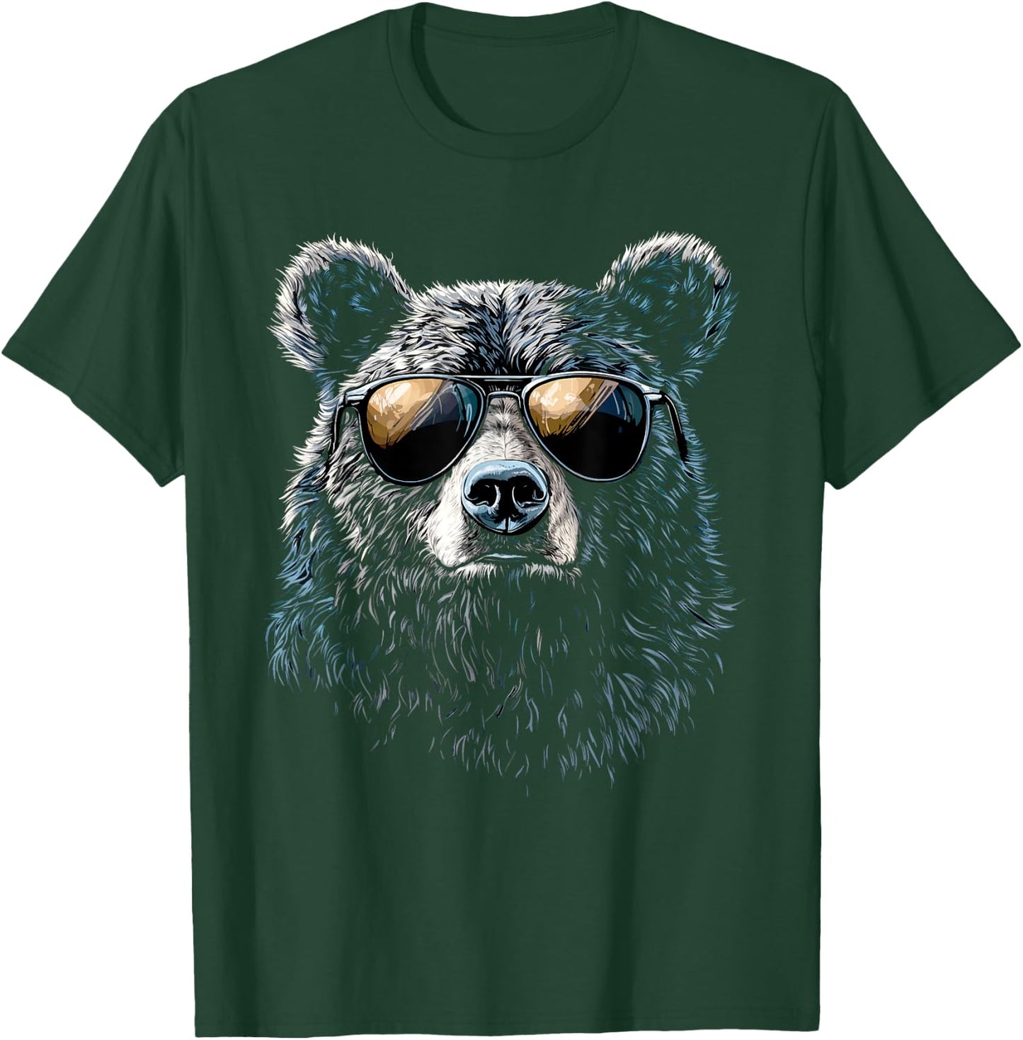 Cool Bear Portrait with Sunglasses Illustration Bear , black T-Shirt - T-Shirt | Forest