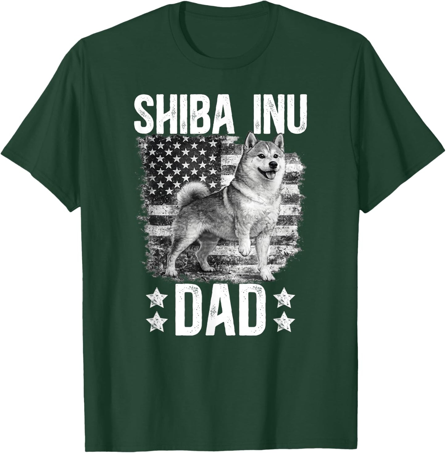 Shiba Inu Dad US Flag Shiba Inu Owner Shiba Inu Lover T-Shirt - T-Shirt | Forest