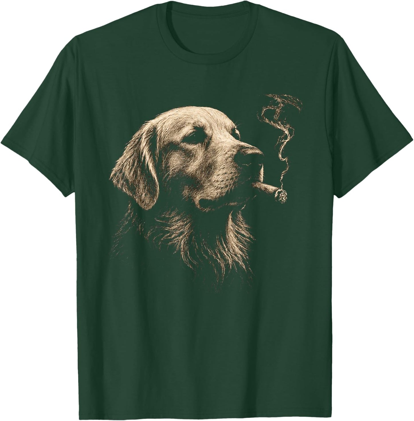 Golden Retriever Smoking Cigar Funny Dog Lover Vintage T-Shirt - T-Shirt | Forest